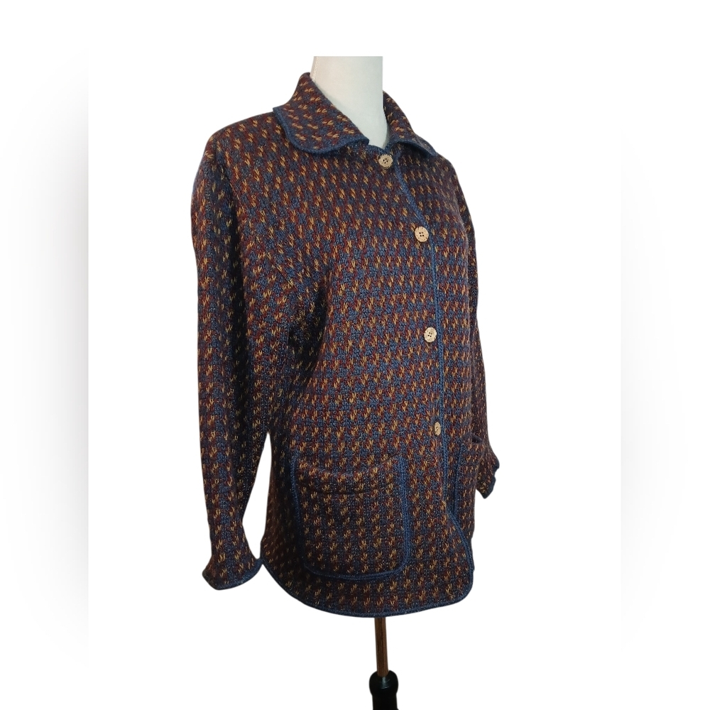 Islandic Wool Jacket Wooden Buttons Patch Pockets - Picture 4 of 9